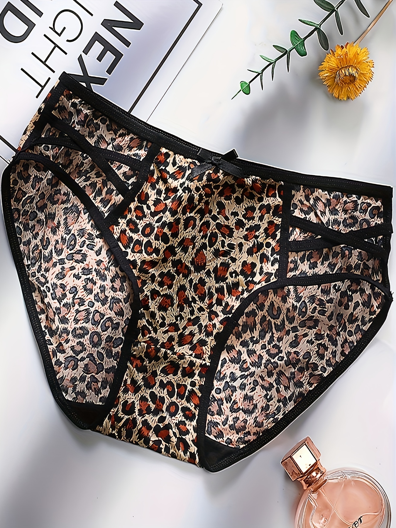 Leopard Print Briefs Breathable Soft Elastic Intimates - Temu