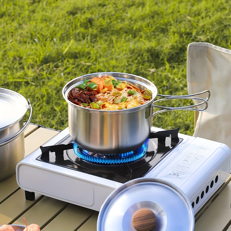 6pcs Stainless Steel Outdoor Cookware Set with Storage Bag