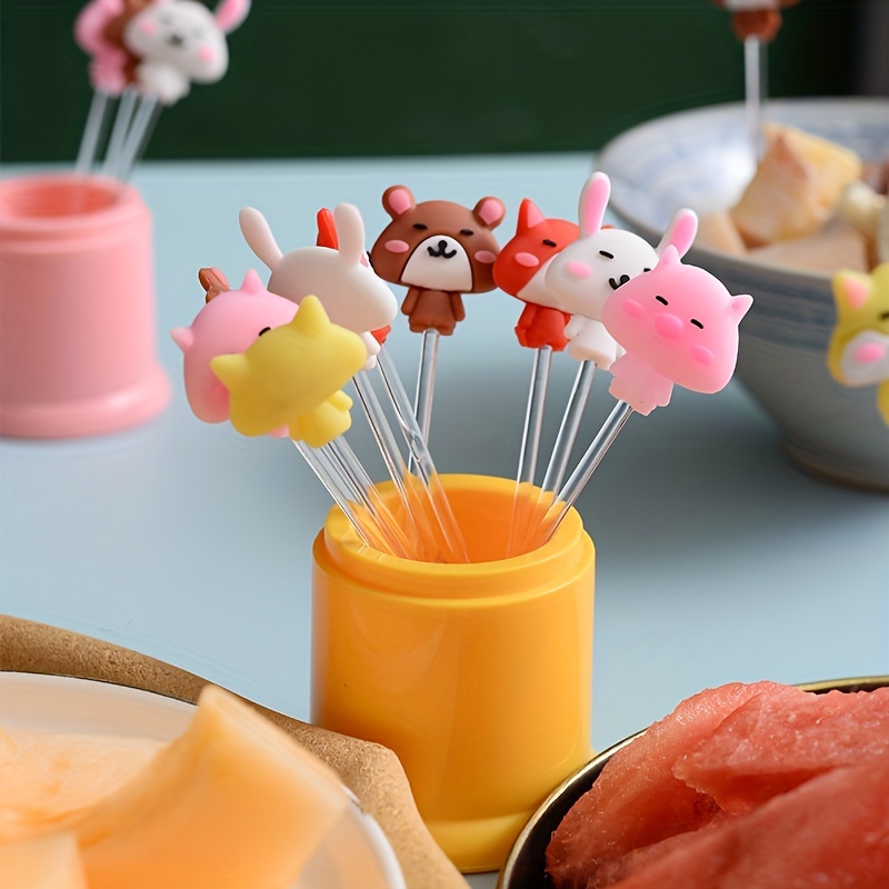 8PCS Cartoon Fruit Fork Creative Cute Mini Household Stainless Steel Fruit  Forks For Children Dessert Bento Accessories Party