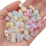 20pcs Glass Heart Explosive Bead Glass Crackle Beads Jewelry Accessories DIY Hair Accessories Earrings Bracelet Necklace Making Colorful Beads Materials