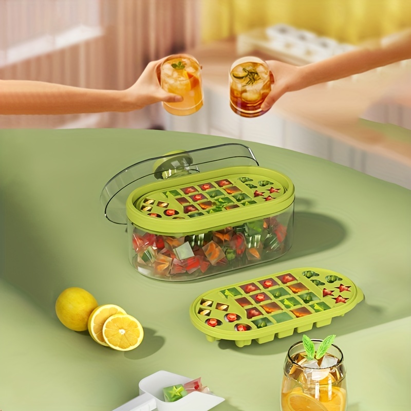 Silicone Ice Cube Tray, Pressable Ice Box With Cover, Food-grade