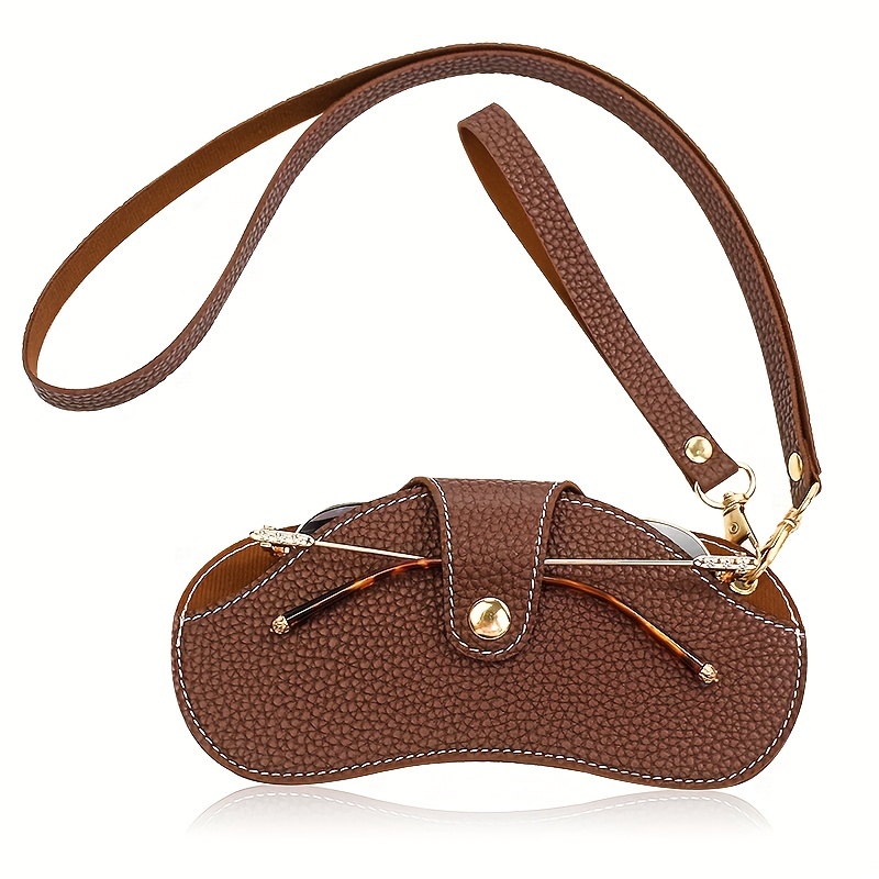 Stylish PU Leather Sunglasses Case Snap Closure