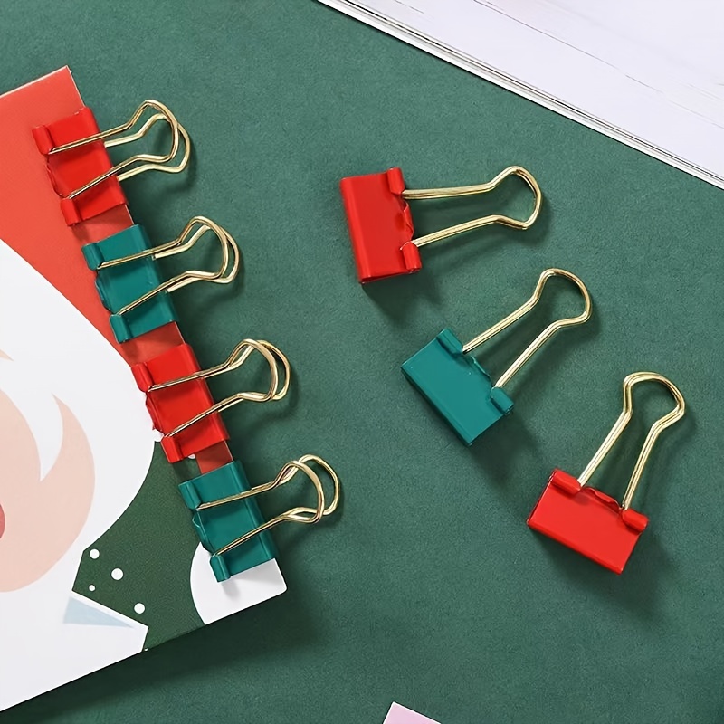 Christmas Stationery Set With 3 Small Compartments Earth Push Pins (12pcs),  Spiral Paper Clips (20pcs) And Extra-long Tail Clips (5pcs)