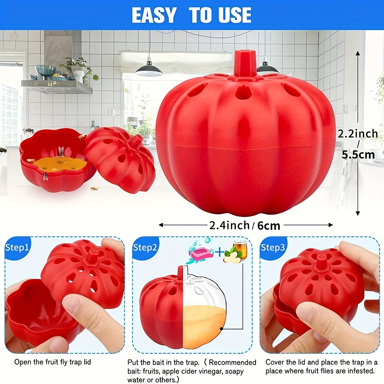 Fruit Fly Trap Indoor Gnats Trap Reusable Fruit Flies Catcher Fruit Fly  Killer Pet And People Safe - Temu