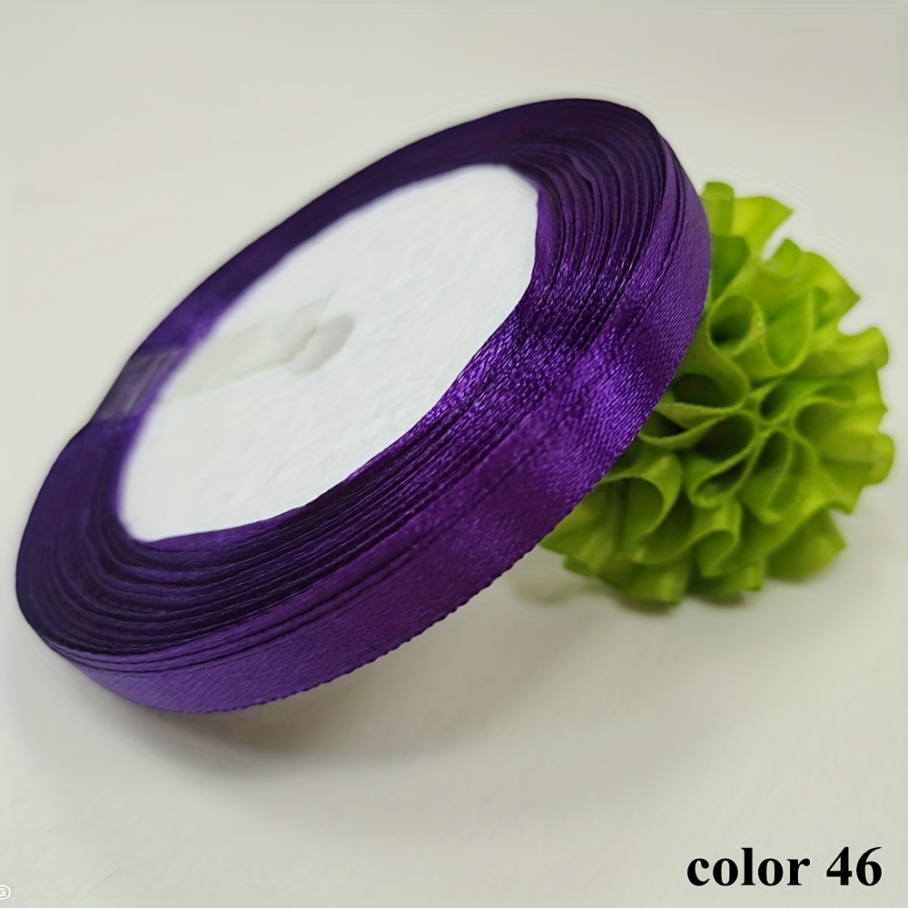 3/8 Inch 50 Yard Satin Ribbon Grosgrain Thin Solid Silk Wedding Bouquet  Ribbon for Gift Wrapping Violet Purple