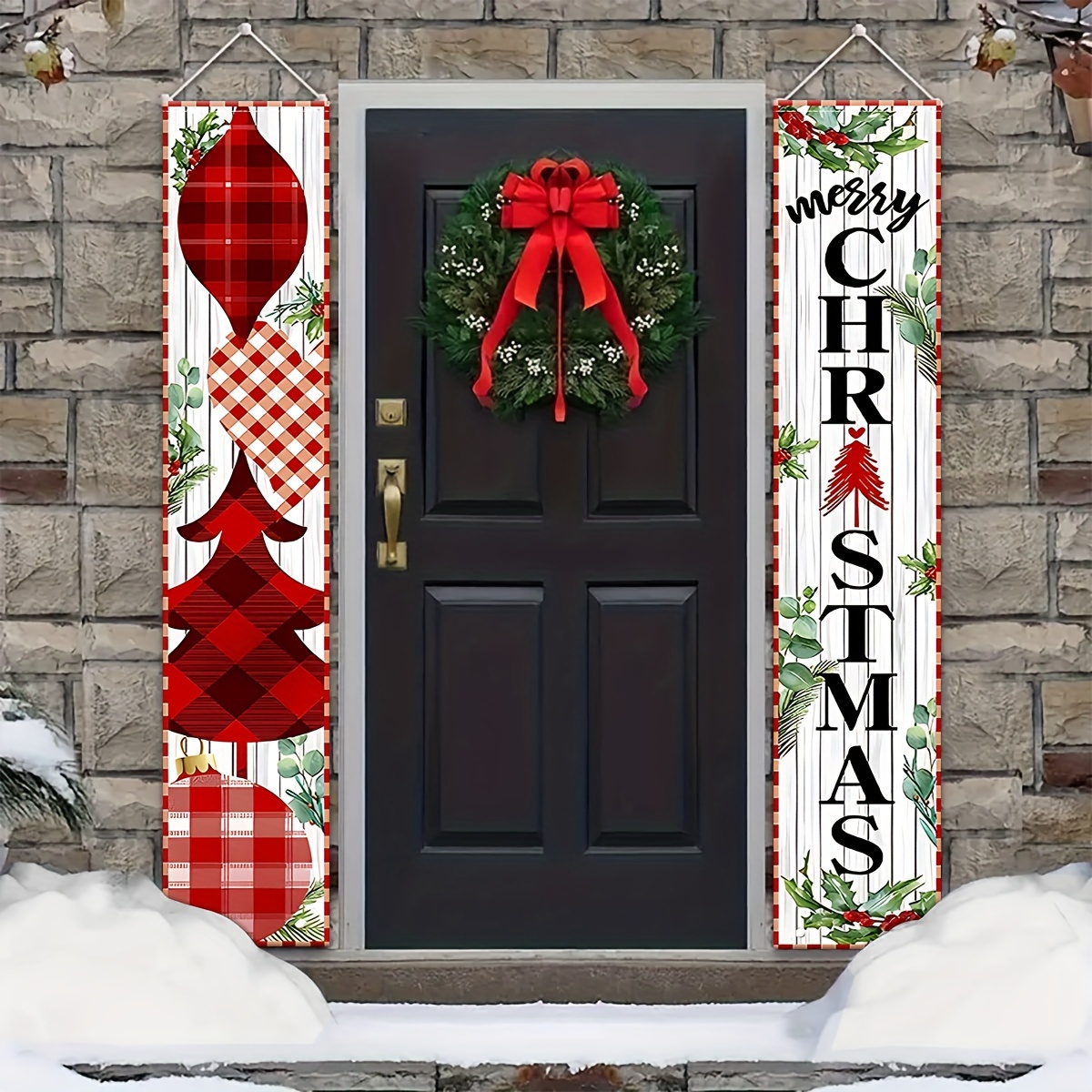 Adorable Buffalo Plaid Christmas Forest Entryway