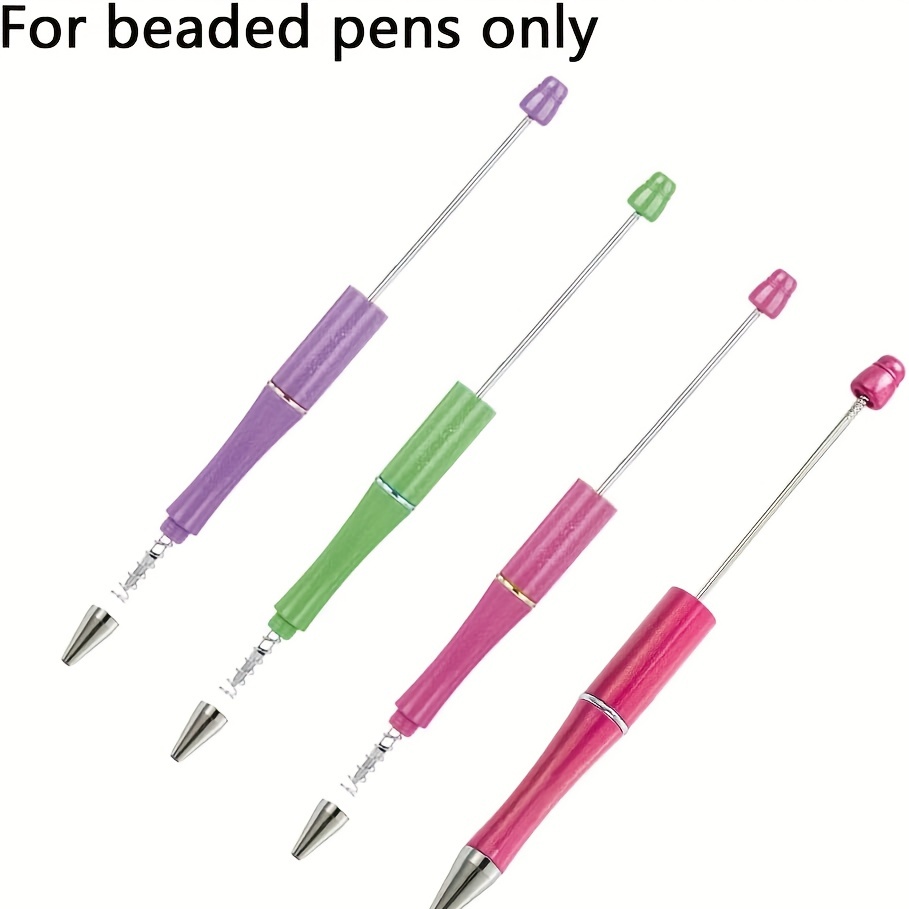50Pcs Plastic Beadable Pen Bead Ballpoint Pen Shaft Black Ink Beaded Pens  with 50 Refills for DIY Making Gift Black 