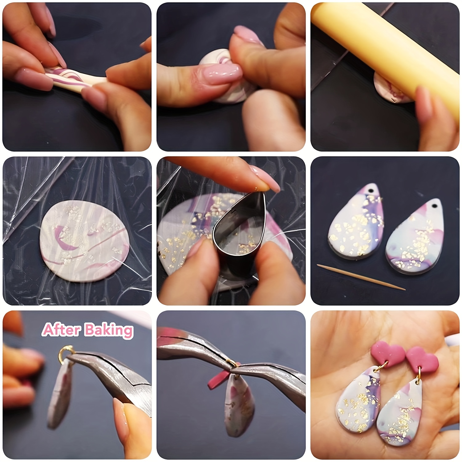 24-Piece Clay Earring Cutter Set with Storage Bag & Back Card Paper