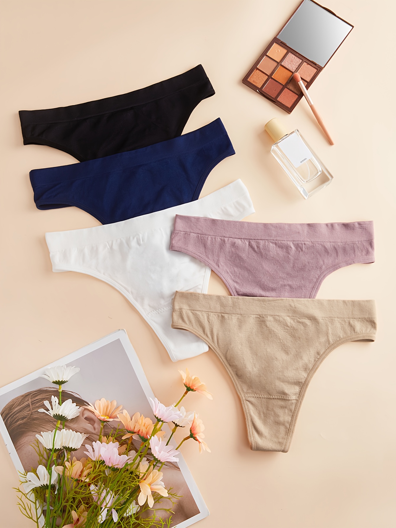 Simple Solid Thongs Soft Comfy Stretchy Intimates Panties - Temu