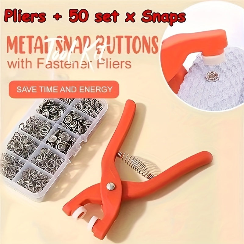 

50pcs Metal Snaps Buttons With Thickened Snap Fastener Pliers Tool Kit Stainless Steel Sewing Buttons Set For Jeans Clothing Diy Handcrafts Home Sewing Supplies Accessories