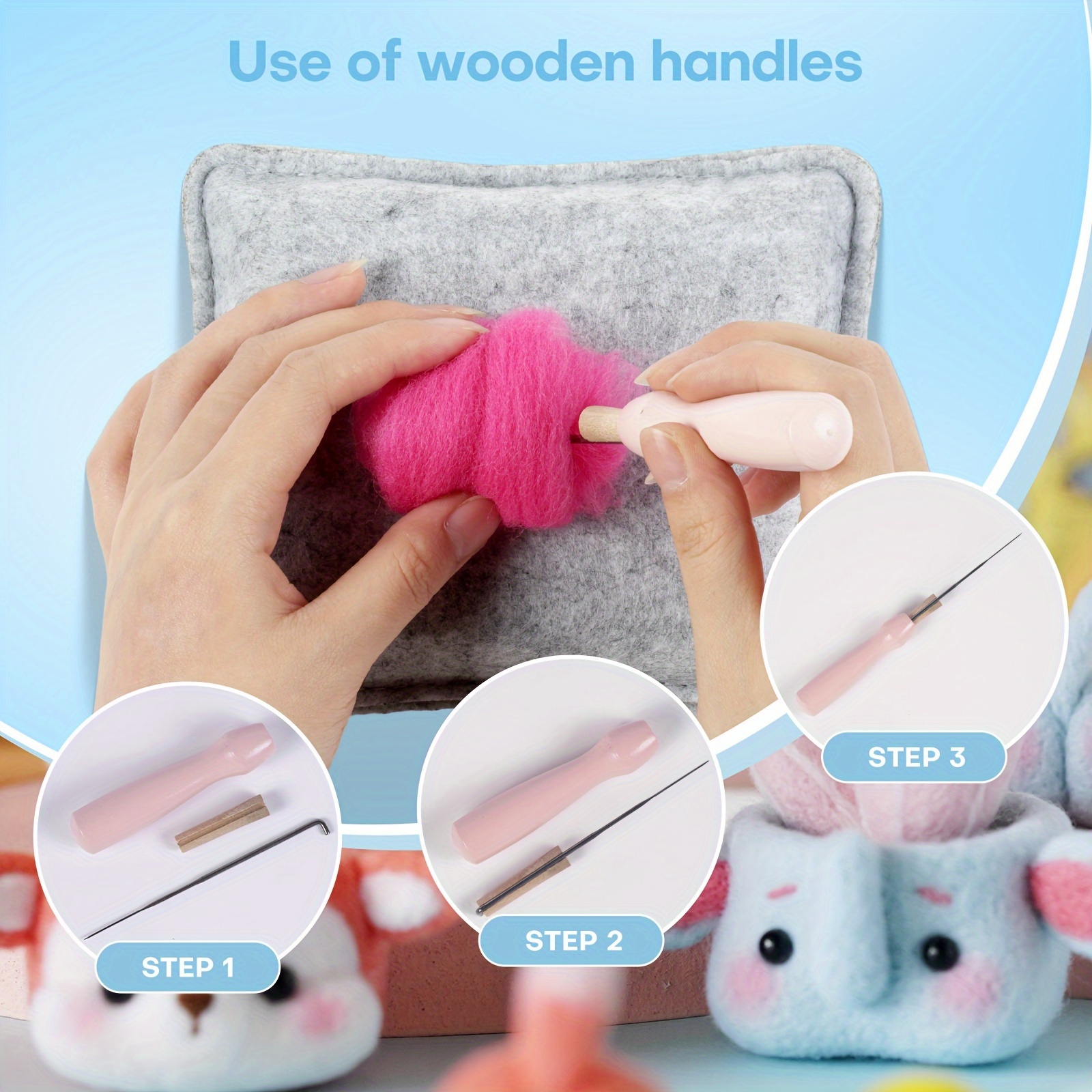Wool Needle Felting Kit For Beginner Starers Needle Felting - Temu