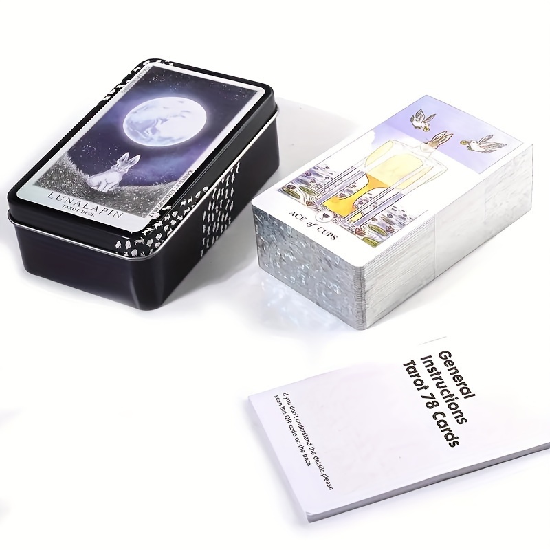 Tarot Cards 78 baraja de tarot de aluminio dorado de lujo con libro guía,  tarot de PVC, duradero, impermeable, resistente a las arrugas, cartas de