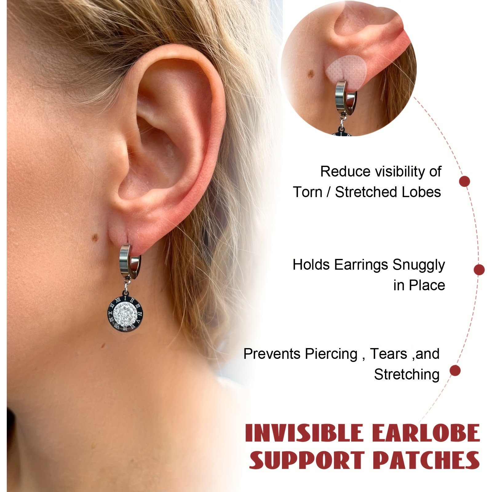 Ear Lobe Support Patches Earlobes: Invisible Waterproof Stickers for Heavy  Earrings Earring Lift Patches for Long