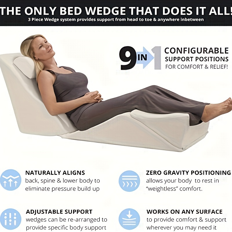 Lumbar Support Wedge Pillow Sleep Adjustable Bed Cushion Lower