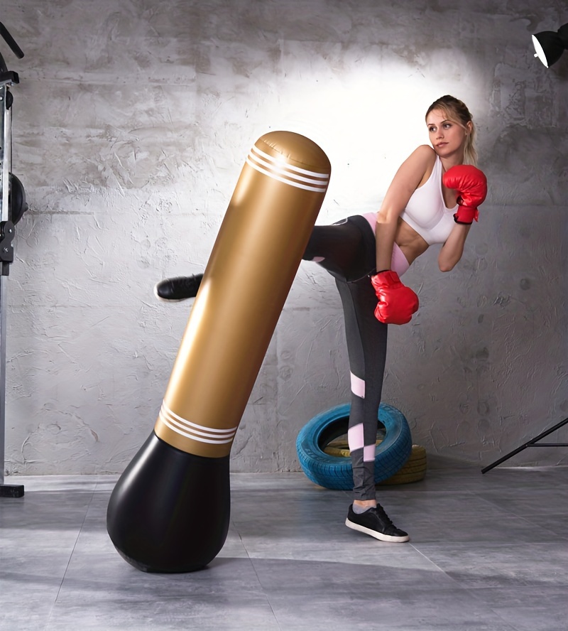 Doré Jaune Colonne De Boxe Gonflable Adulte Fitness Sac De Sable