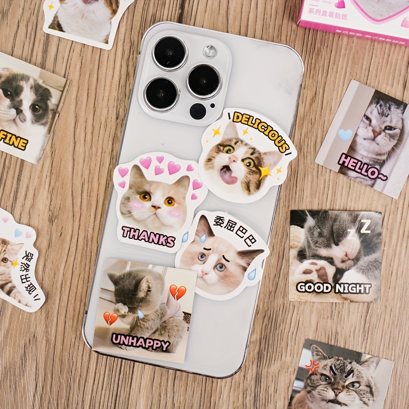 Cat Expression Pack Boxed Sticker Cute Cartoon Sealing - Temu