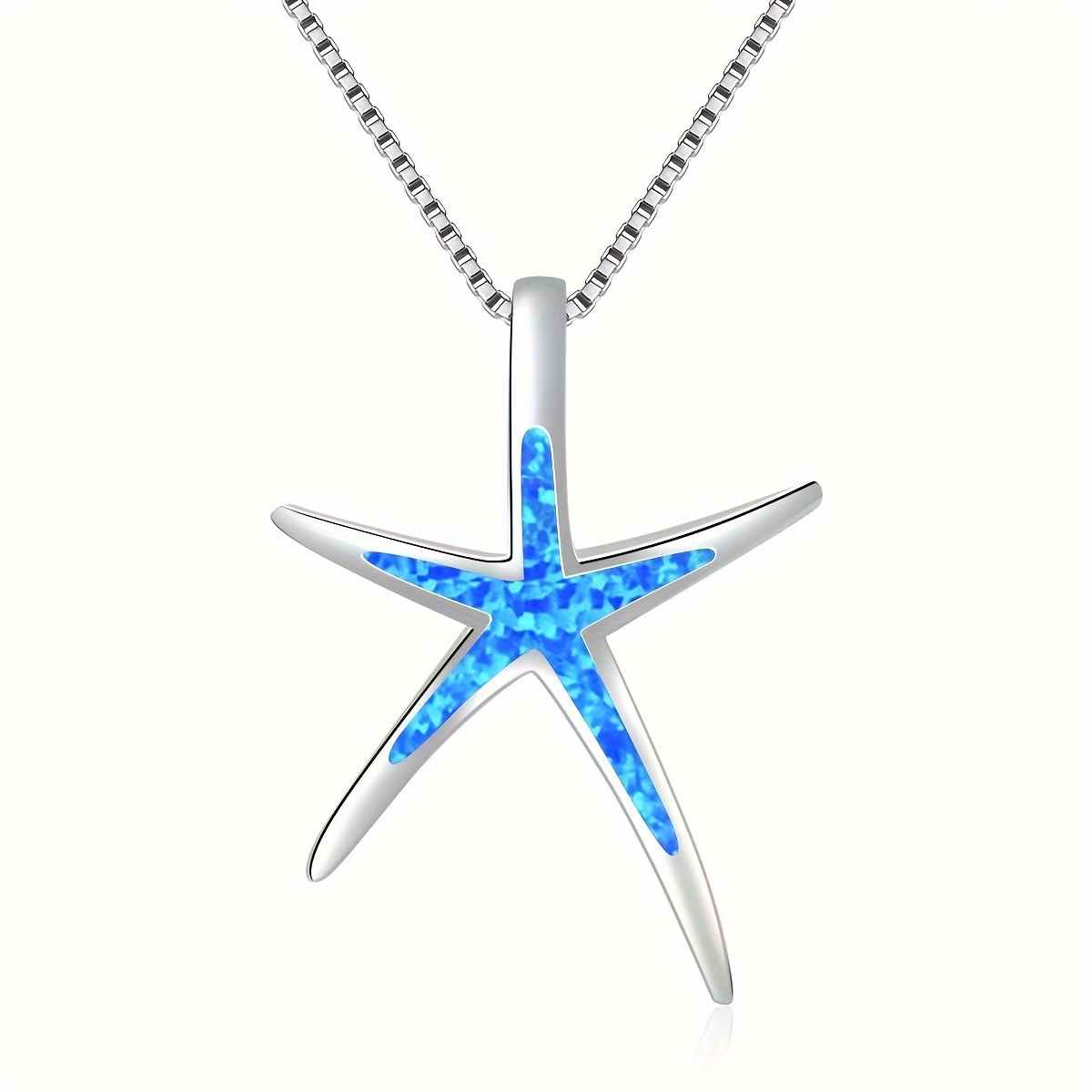 

Ocean Summer Hawaiian Opal Starfish Shape Pendant Necklace, Animal Design Beach Decor Ornament