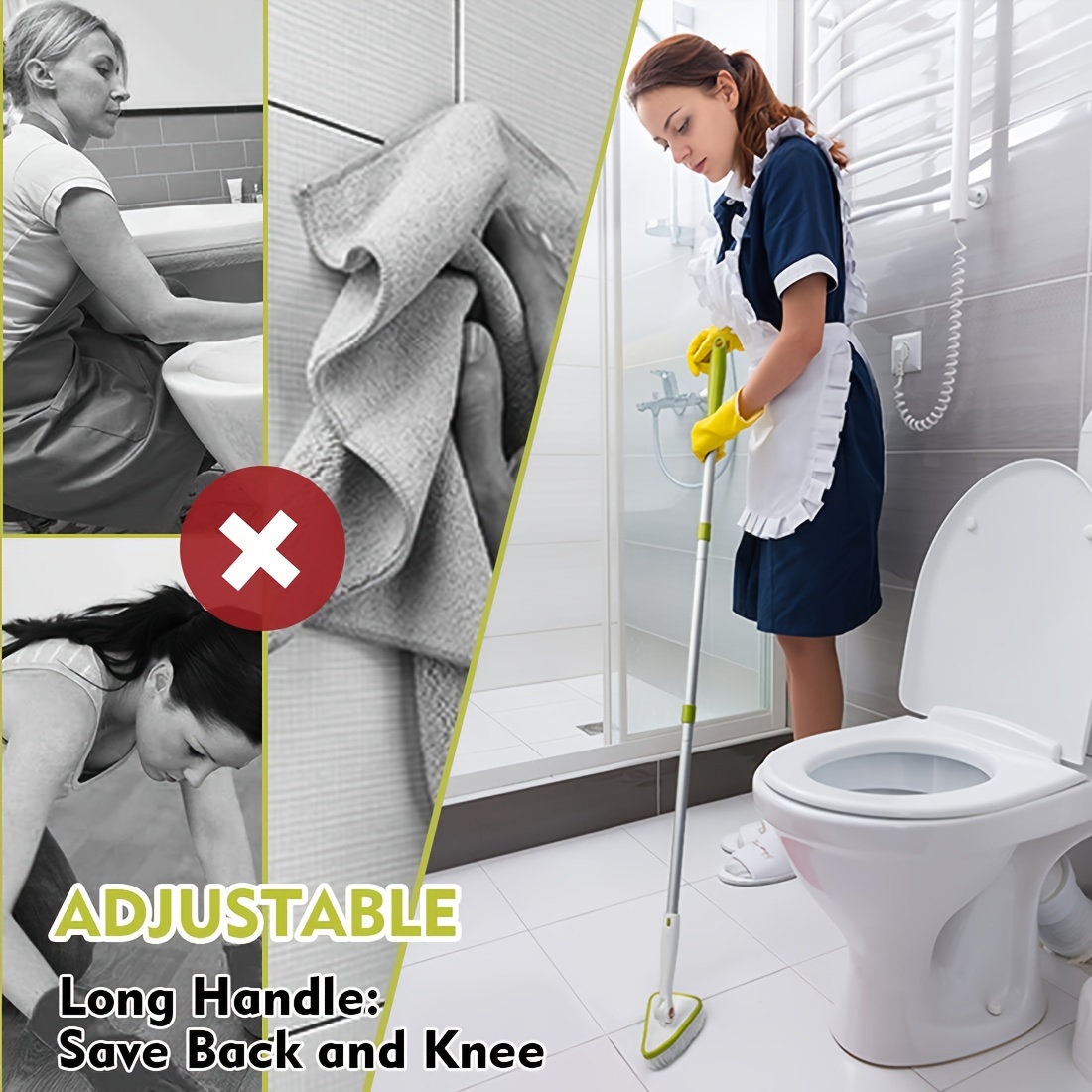 Adjustable Bathroom Long-handled Brush To Scrub Toilet Bath Brush