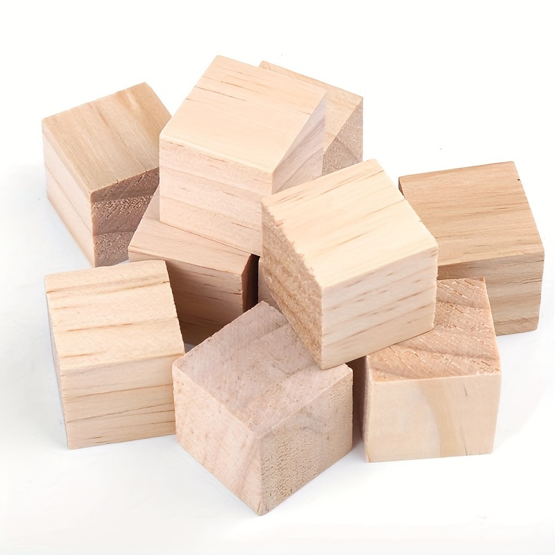 Natural Wooden Blocks Wood Cubes for DIY Crafts Handmade