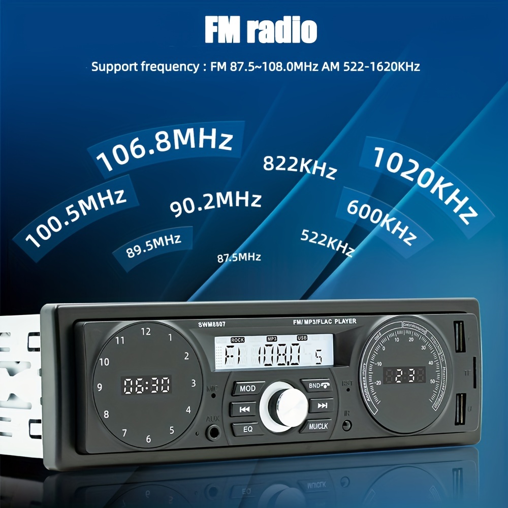 Autoradio, Single-Din, eingebautes BT mit Fernbedienung, MP3-Player mit  ISO-Schnittstelle, FM87,5–108 MHz, Freisprechfunktion, Temperatur,  Uhranzeige, TF/AUX/USB - Temu Austria