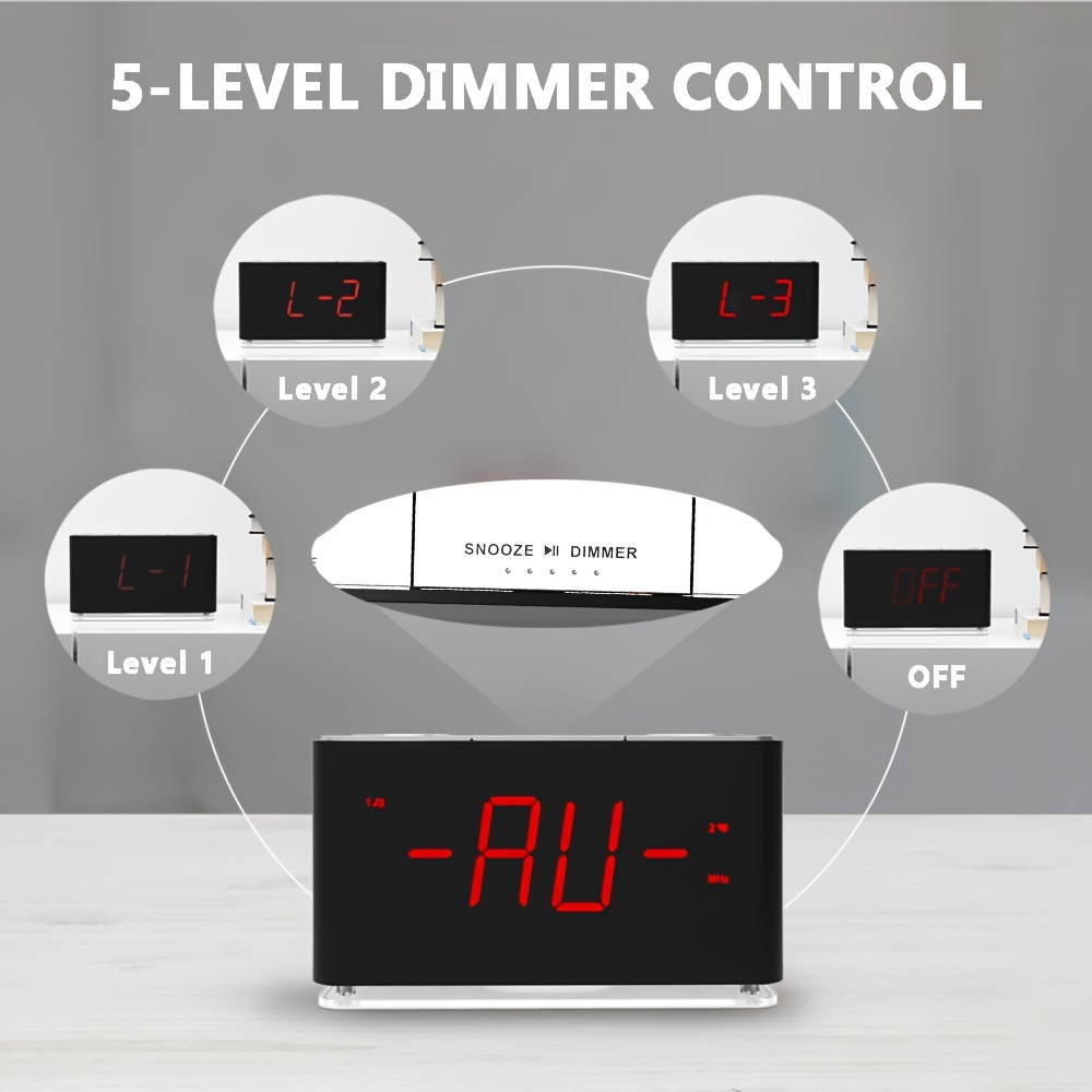 iTOMA Radio despertador, reloj con pantalla LED blanca de 1.4 pulgadas con  Bluetooth, radio FM, alarma dual, temporizador de sueño, repetición
