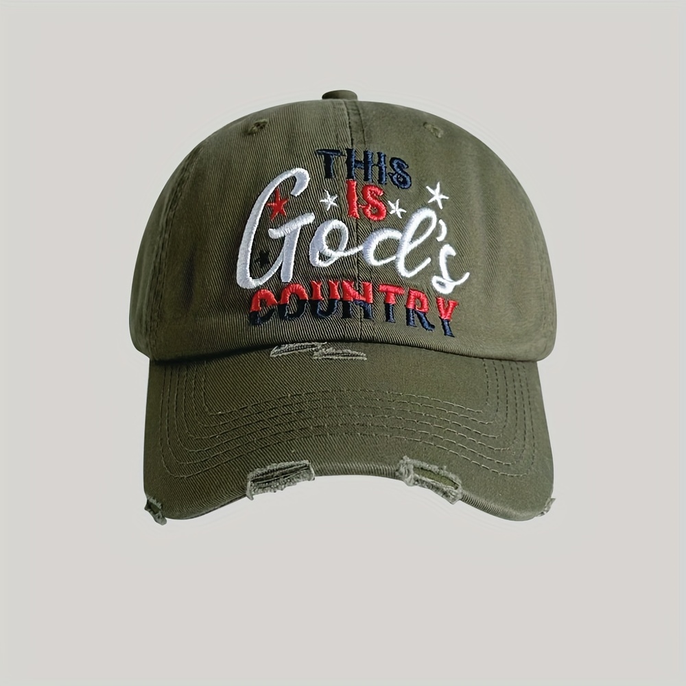 God's Country Embroidery Baseball Solid Color Ripped - Temu Canada