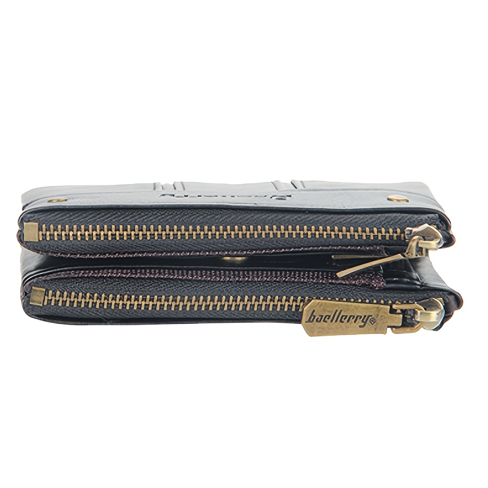 Men's Double Zipper Buckle Wallet Retro Coin Purse Card Holder