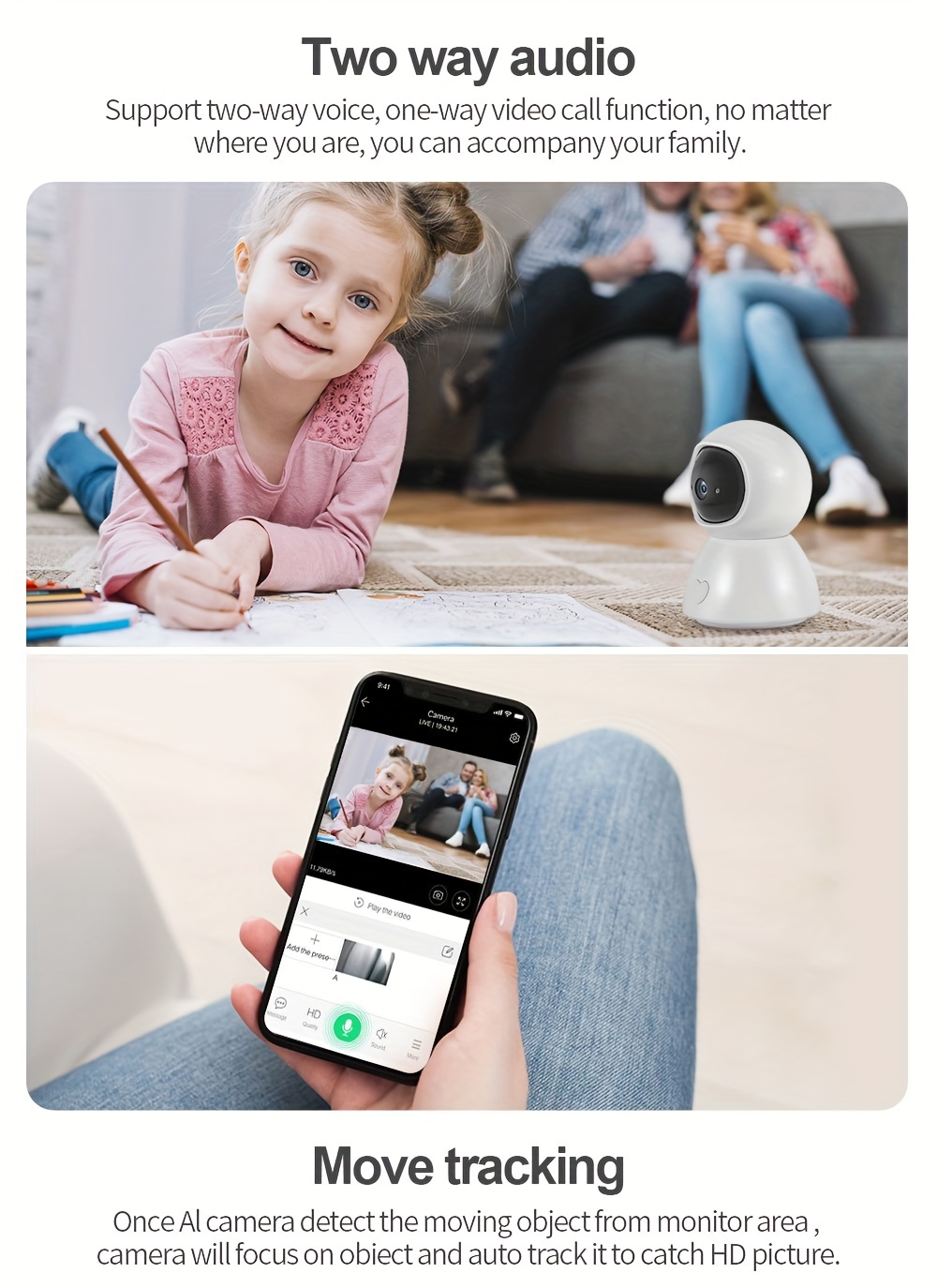 The intelligent camera ST-288-4M-TY high-definition mobile phone remote monitoring one-click call child monitoring monitor security monitoring details 3