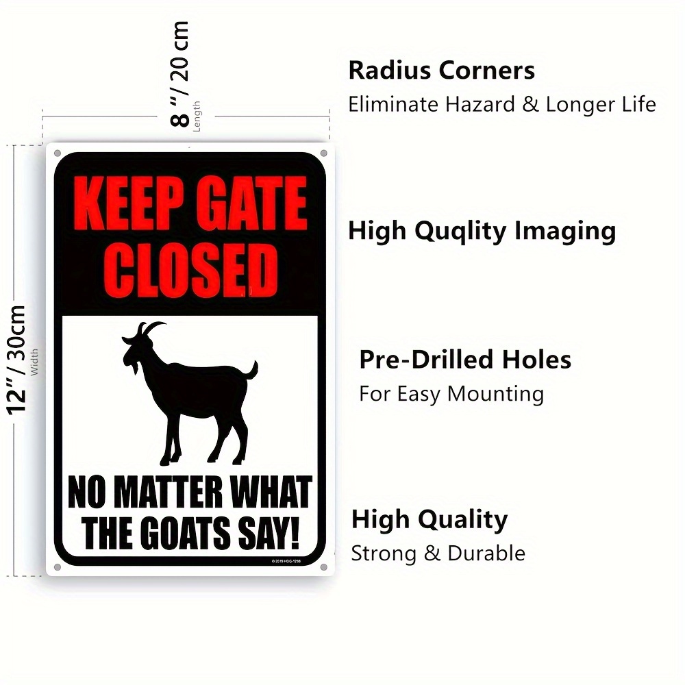 Metal Tin Sign Keep Gate Closed No Matter Goats Say Metal - Temu Portugal