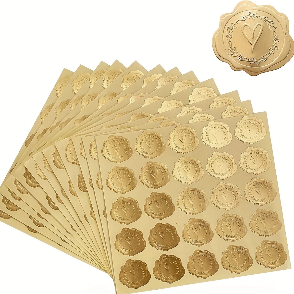 200 Pcs Clear Wedding Stickers Envelope Seal Sticker 1.5 Inch Gold