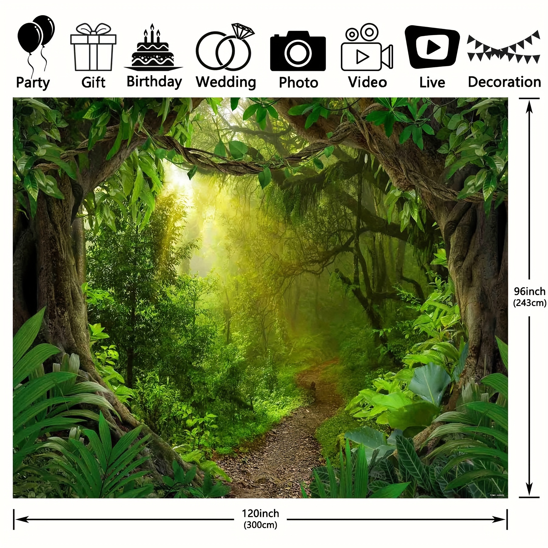 Jungle Theme backdrop Scenery Green Forest Tree Backdrop