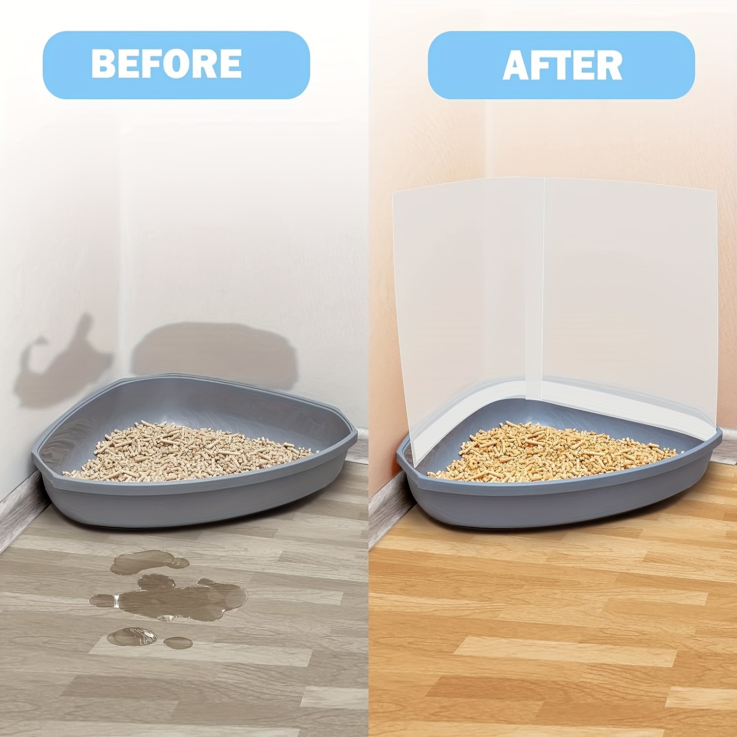 Cat Litter Box Pee Shields Transparent Easy Clean Litter Box - Temu