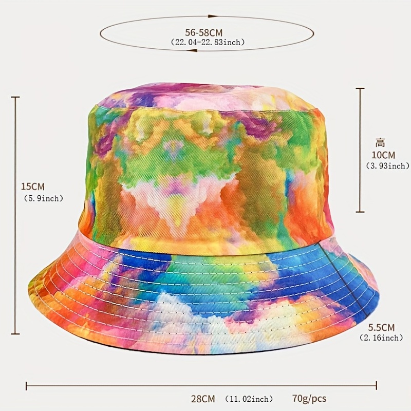 Colorful Tie Dye Bucket Hat Printed Reversible Sunscreen - Temu