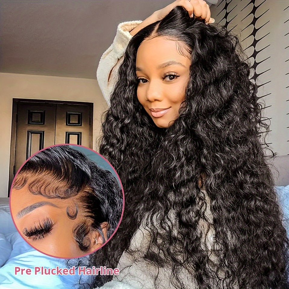 Curly 13x6 HD Lace Frontal Wig 180% Density Water Wave Lace Front Wig Human  Hair Wigs For Women Natural Color