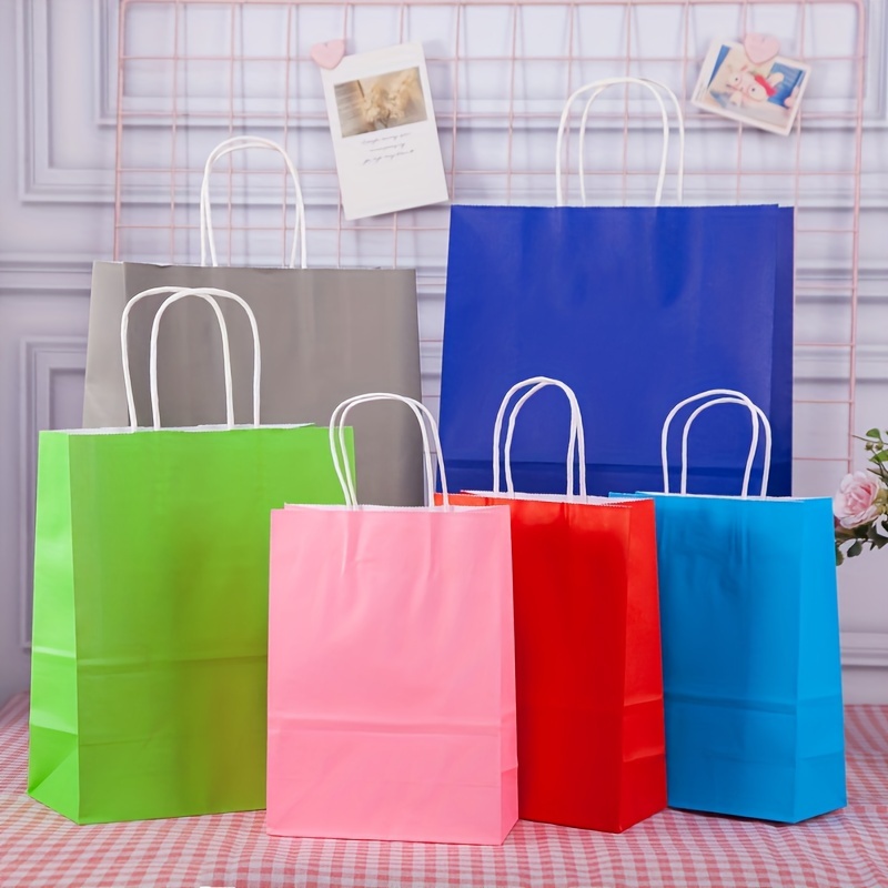 BagDream Bolsas de papel kraft 50 unidades, 5.25 x 3.75 x 8 pulgadas,  pequeñas bolsas de regalo de papel con asas, bolsas de regalo de fiesta a
