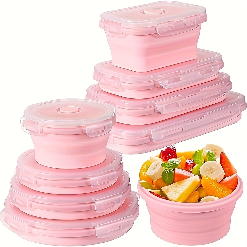 Portable Folding Silicone Food Storage Containers With Lids