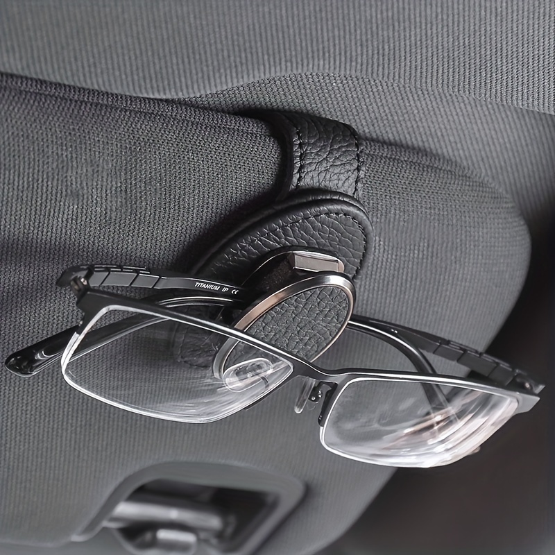 SUNCARACCL 2 PCS Sunglass Holder for Car Visor, Magnetic Leather Eyeglass  Hanger Clip for Car, Suitable for Different Size Eyeglasses, Car Visor