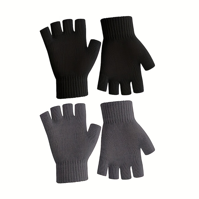  6 Pairs Winter Half Fingerless Knit Gloves Stretchy Anti-Slip  Gloves Warm Texting Mittens for Men Women (Black, Navy Blue, Light  Grey,Medium) : Everything Else