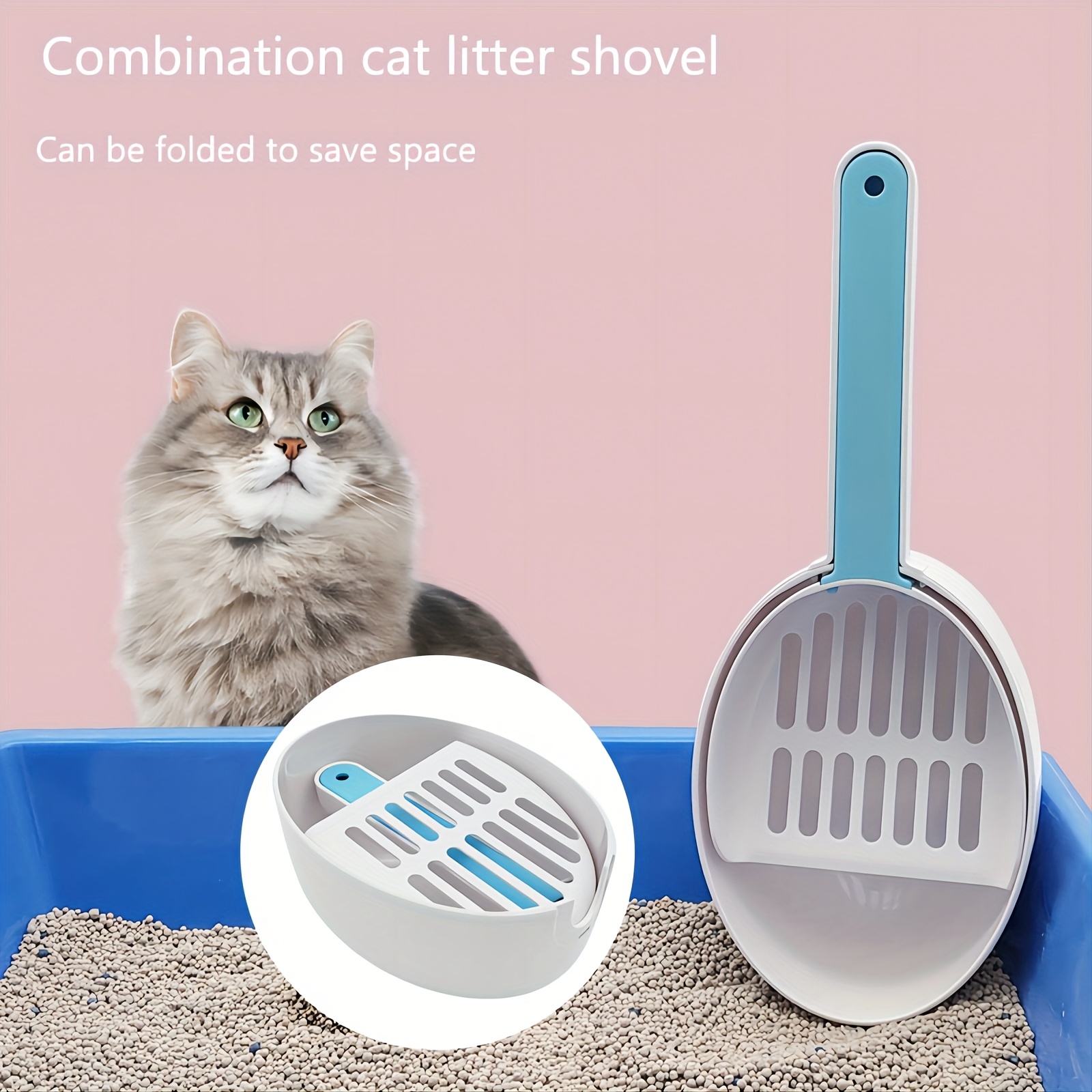 Pacienjo Schaufel für Katzentoilette, 2-in-1 mit Abfalleimer – abnehmbarer  Halter für Katzentoilette, tragbare Katzentoilette, Schaufel und
