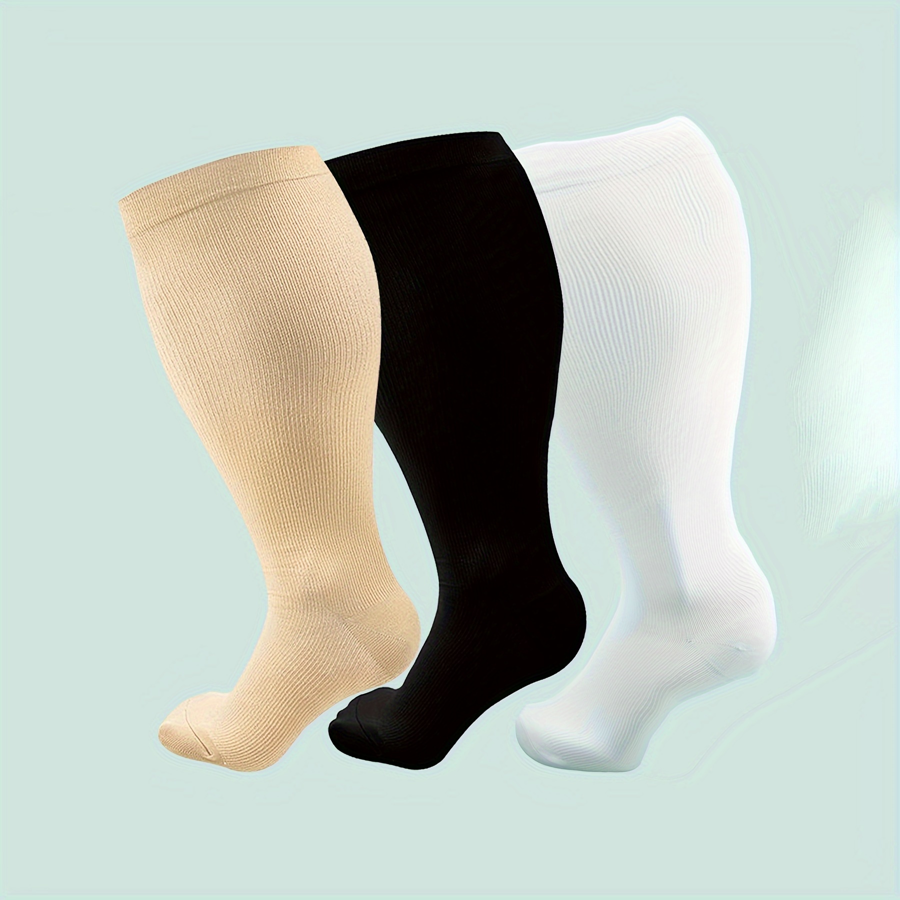 3 Pares Calcetines Compresión Nailon Color Sólido Hombre - Temu