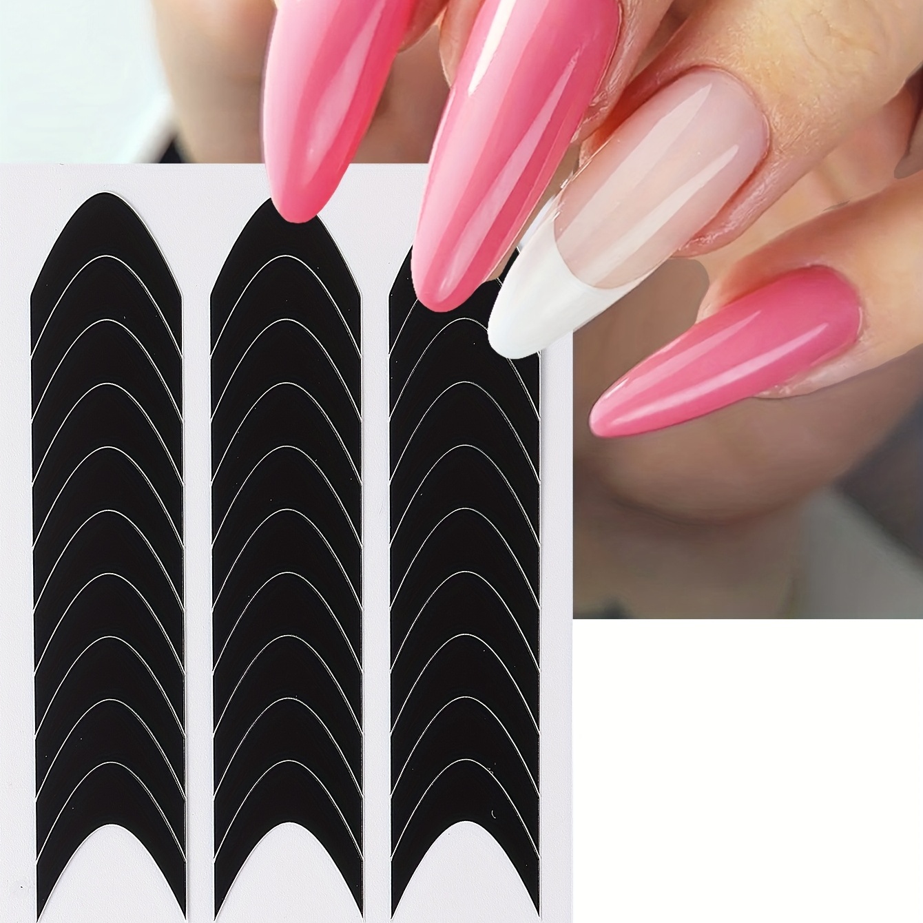 2PCS French Manicure Strip Nail Forms Fringe Tip Sticker DIY Wavy