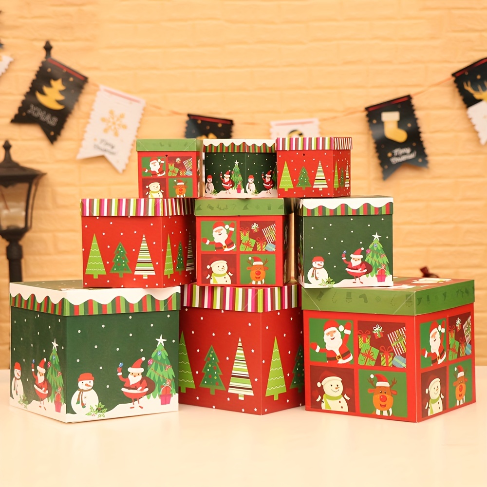 Boîte cadeau avec motif de Noël en rouge 360x180x90mm