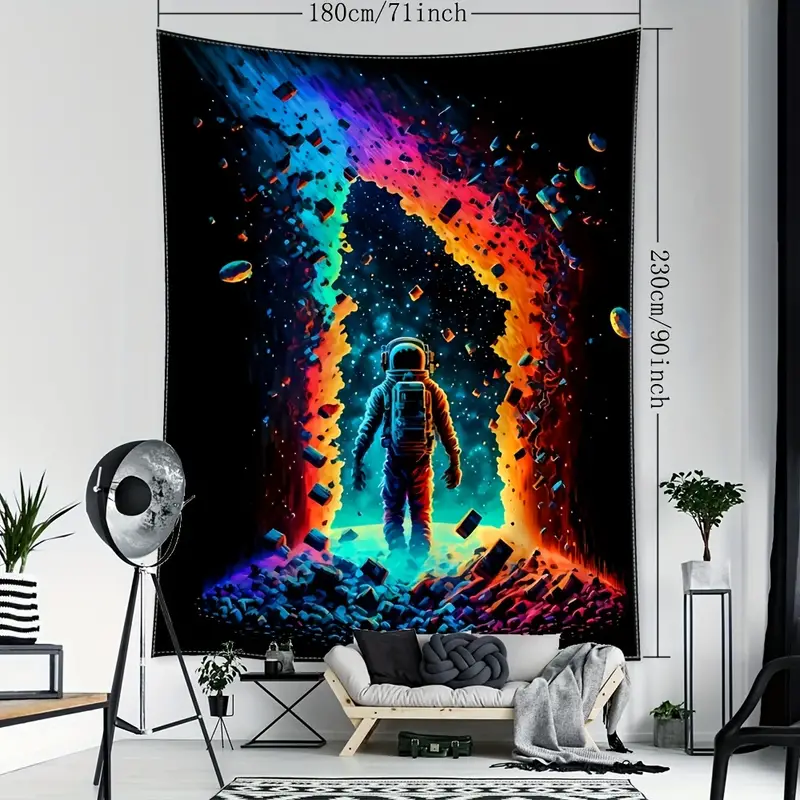 Space Astronaut Tapestry Wall Hanging Abstract Art Hippie - Temu