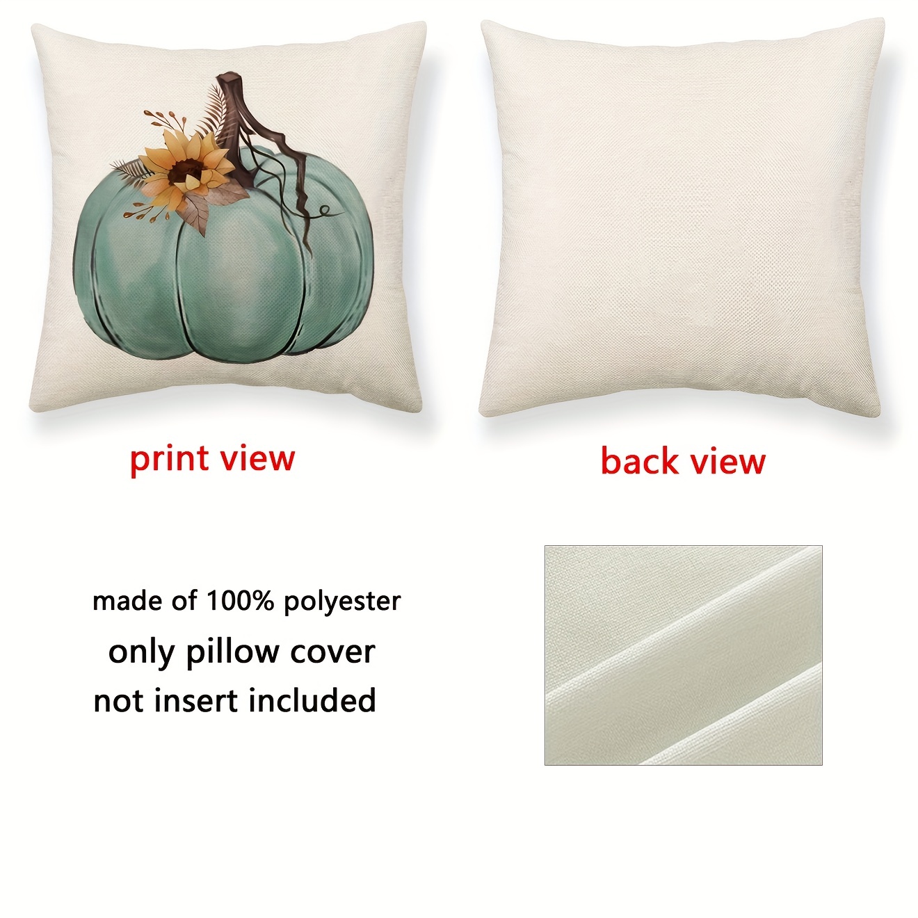 1pc Pumpkin Print Pillow Cover (without Pillow Core), Country Style  Polyester Ultra-soft Material Square Soft Comfy Decorative Cushion For  Bedroom Or Living Room Decoration