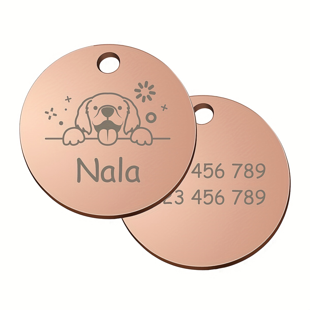 Customized Round Dog Tag with Personalized Information