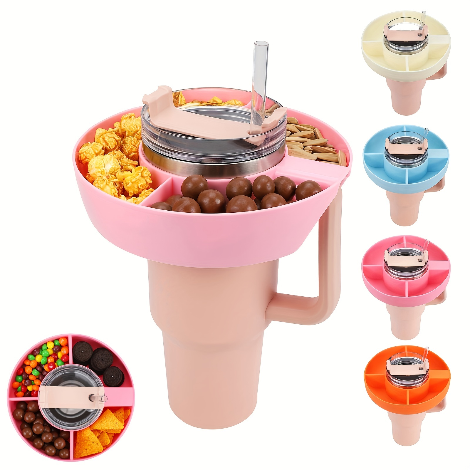 Snack Bowl For Tumbler With Handle 3 Compartment - Temu