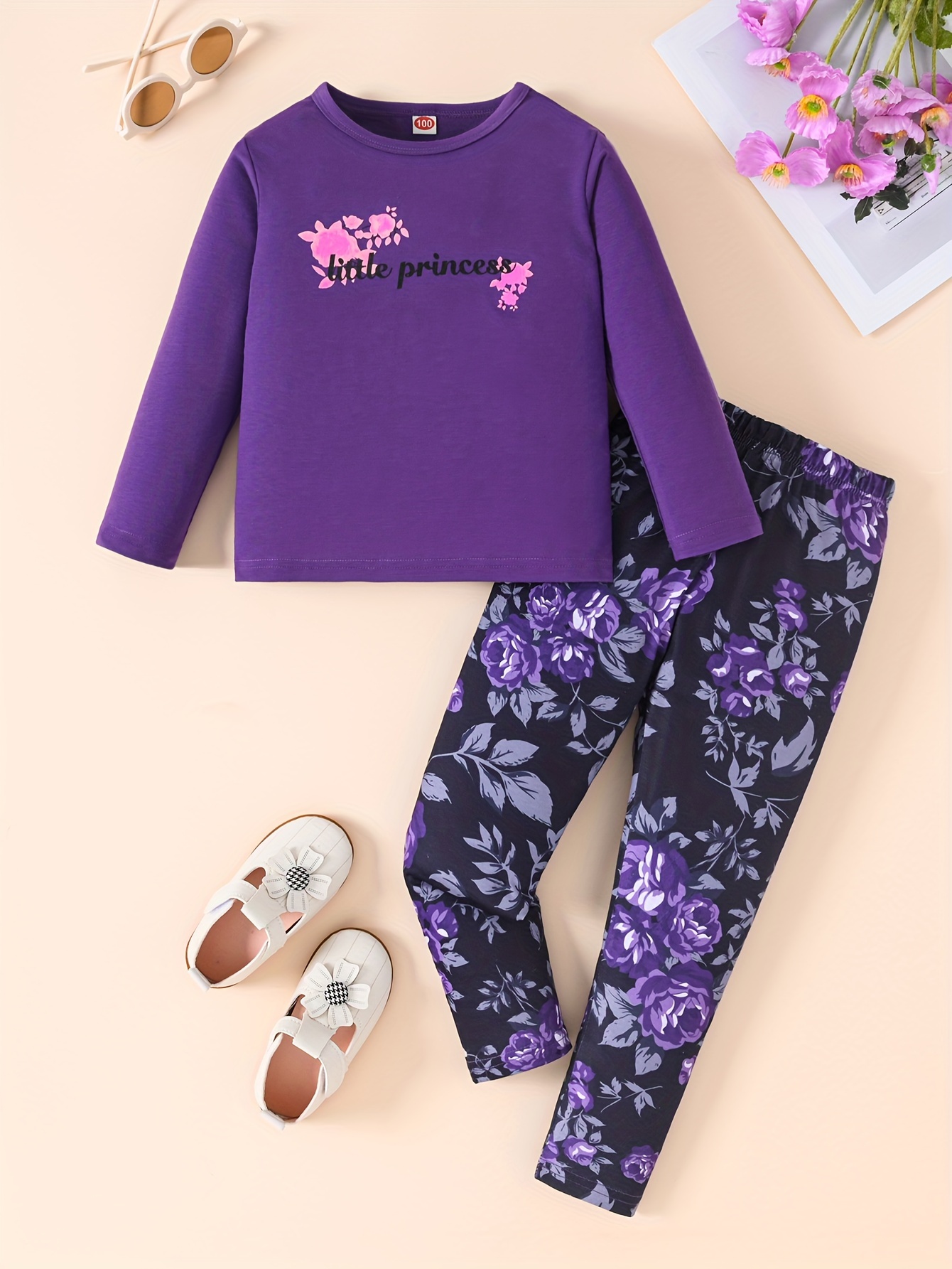 Conjunto 2 Piezas Estampado Floral Ni a Conjunto Top Mallas Temu