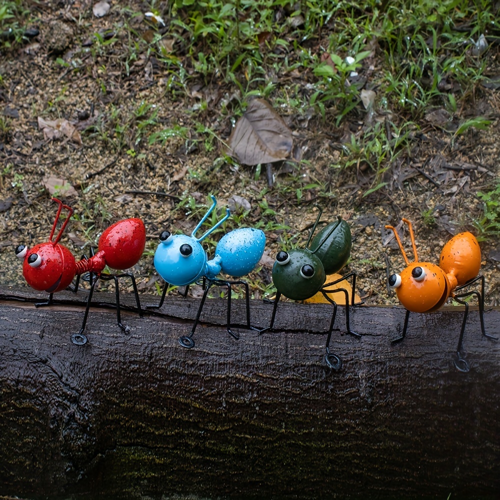 4pcs/Sets, Metal Ants Garden Decor, 3D Sculpture Ant Wall Art Garden  Accents Yard Fence Ornaments, Metal Ants Wall Decoration Lawn Bar Bedroom  Living