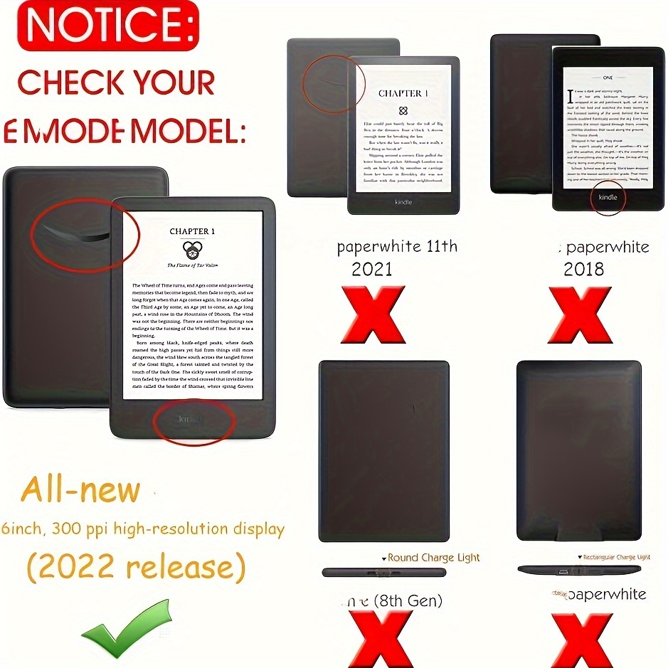 Funda ligera con función de encendido/apagado automático, compatible con el  nuevo Kindle de 6 pulgadas (11.ª generación - lanzamiento 2022), Mode de  Mujer