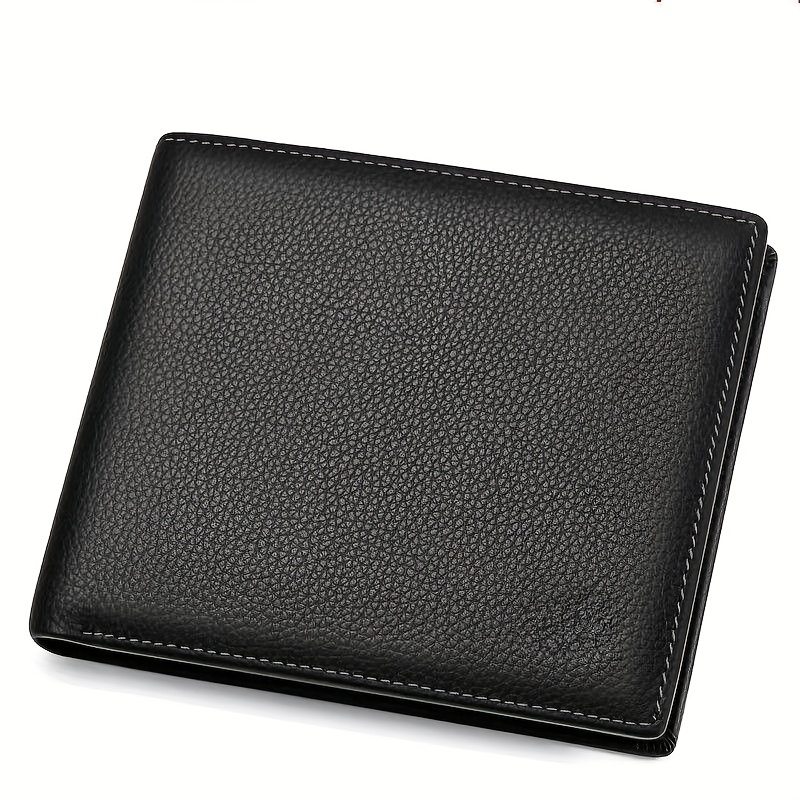 Men's Litchi Embossed Short Wallet Money Clip